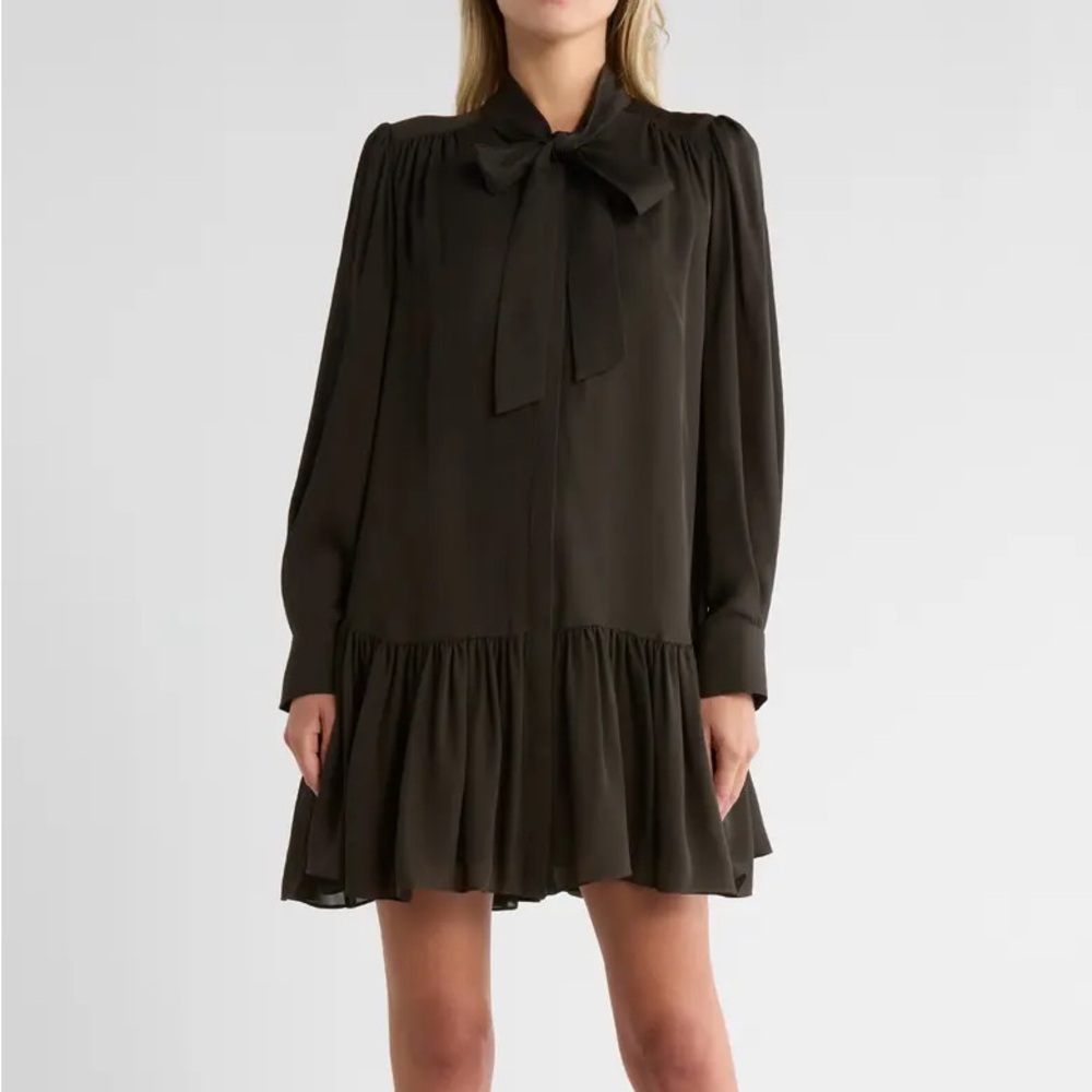 Simkhai Quince Long-sleeve Silk Dress (Moss - XS)